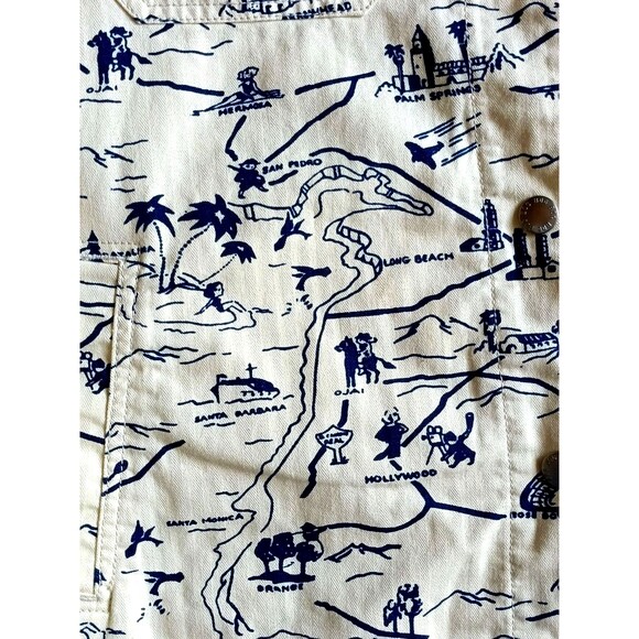 Urban Outfitters BDG Shirt Jacket Men's Small Graphic Print Yellow Denim Pockets - Picture 4 of 9